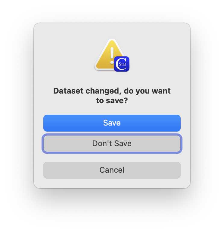 Save warning dialog